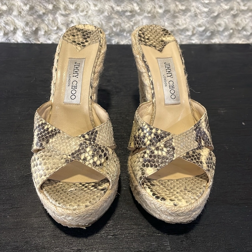 Jimmy Choo Dovina snake print wedges/ espadrilles